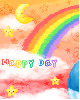 cute kawaii happy day with rainbow & moon