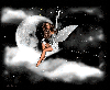 glittery angel on moon