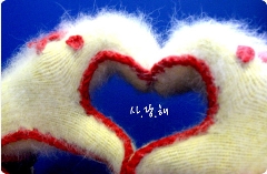hands heart in woollen gloves i love you