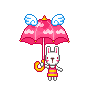 bunny with pink umbrella