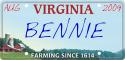 VA License Plate~BENNIE