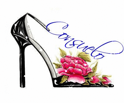 High Heel Shoe with Pink Rose (with sparkles)- Consuelo
