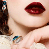 Glamour red lips & blue stones