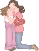 mother hugging daughter