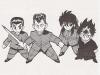 Yusuke, Kuwabara, Kurama, and Hiei from YuYu Hakusho background