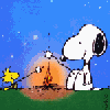 snoopy and woodstock campfire