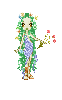 Green haired woodland nymph with flowers