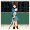 Haruhi playing baseballl