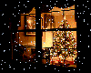 christmas window tree with snow