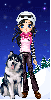 Snow bunny girl with her husky dog