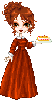 cute girl in a red dress, with pie!