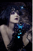 Goth Girl with Blue Butterflies
