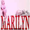 Marilyn Monroe sitting on her name