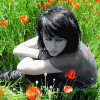 emo girl with flowers
