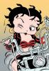Betty Boop is riding her motorcycle and she winks