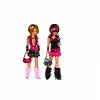 black and pink dolls