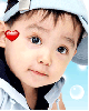 cute little boy wink with a heart