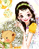 cute girl with flowers & a teddy bear