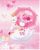 cute pink teddy on a swan