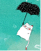cat flying with an umbrella