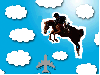 Horse Jumping in clouds