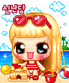 cute kawaii blonde girl on summer holidays