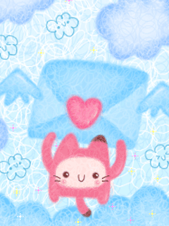 cute kawaii pinkie thing bringing a love letter