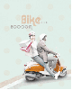 cute kawaii lovers on a scooter