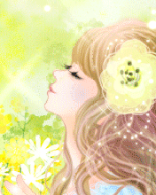 cute kawaii girl with a flower in her hair