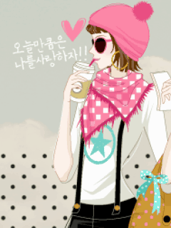 cute kawaii fashion girl drinking