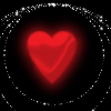 red glowing heart with white rings