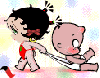 Babby Betty Boop dragging a baby